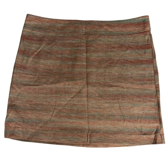 LOFT Dresses & Skirts - Ann Taylor Loft Womens Woven Mini Skirt Sz 14 Brown Multi-Color Side Zipper NWT